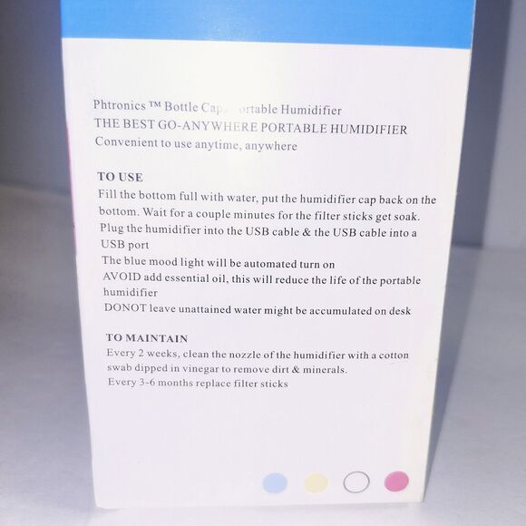 Mini Portable Blue Bottle Cap Air Humidifier With USB Cable for Office & Home - Picture 9 of 11